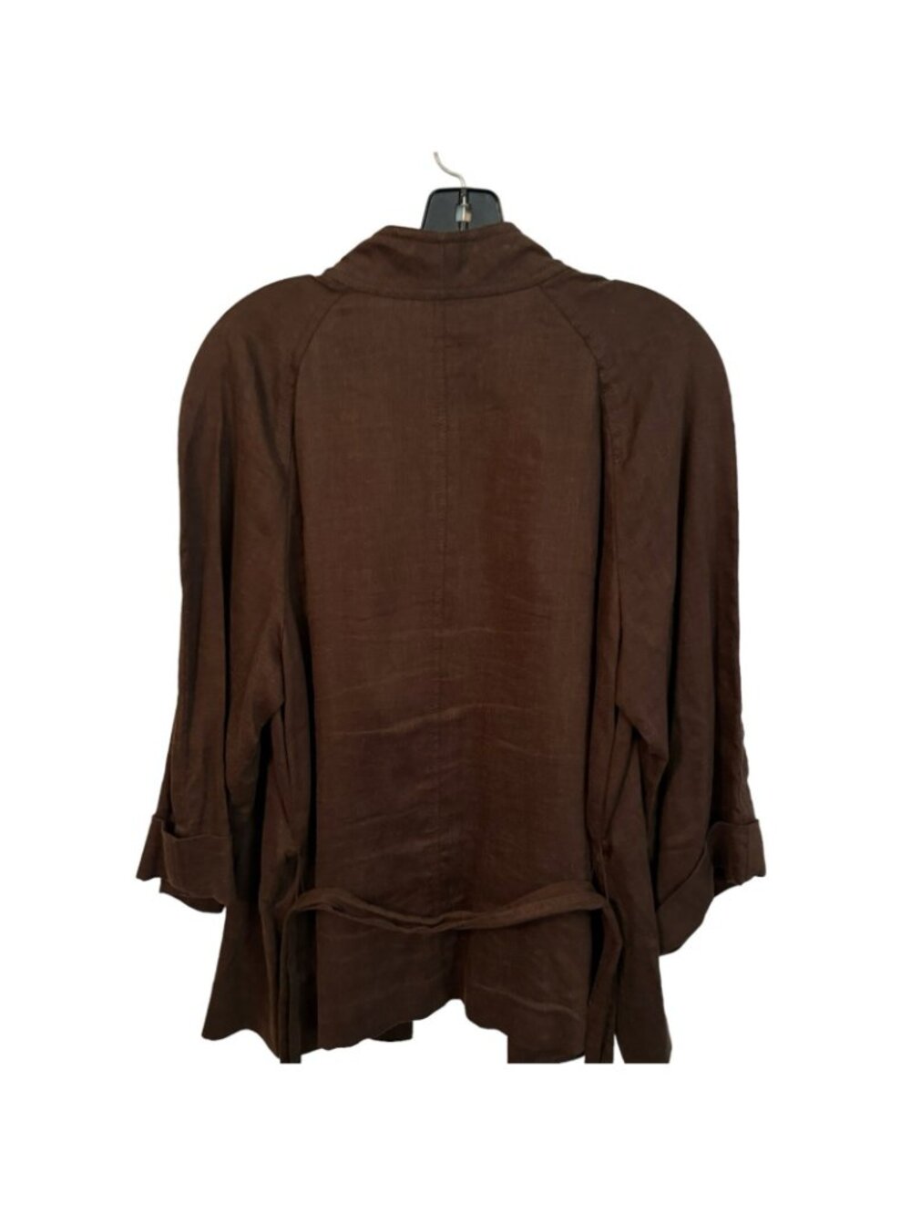 Talbots Blazer Size 14 Brown Linen Blend Belted Women Blazer Jacket - Picture 7 of 12